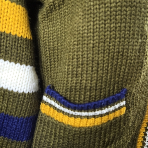 Women’s Olive Green Chunky Knit Striped Sweatshirt- Size XS - Picture 12 of 13